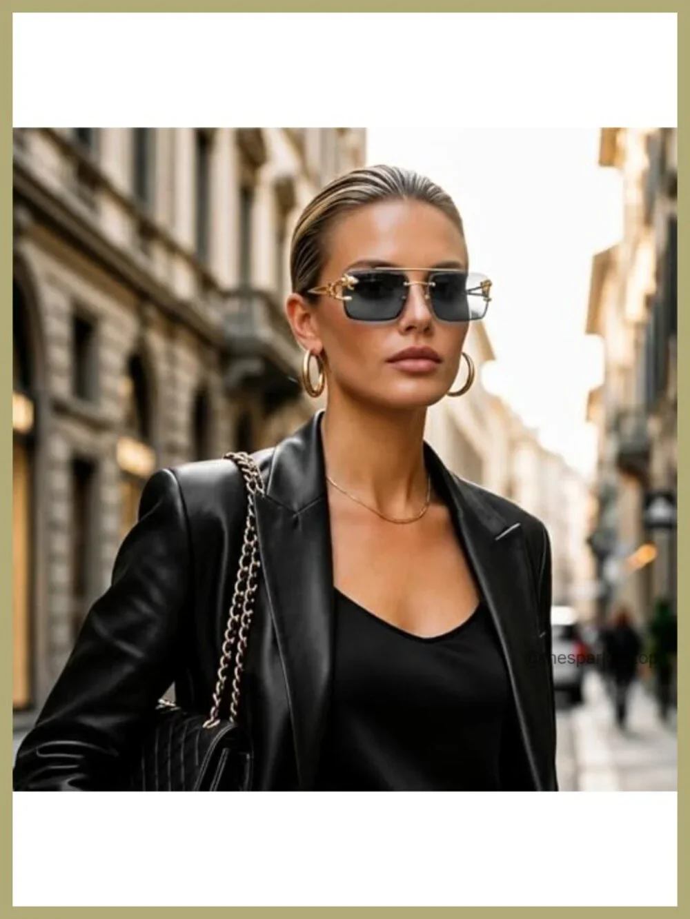 Rimless Square Sunglasses for Men UV400 Tinted Lens Metal Frameless Y2K Shades